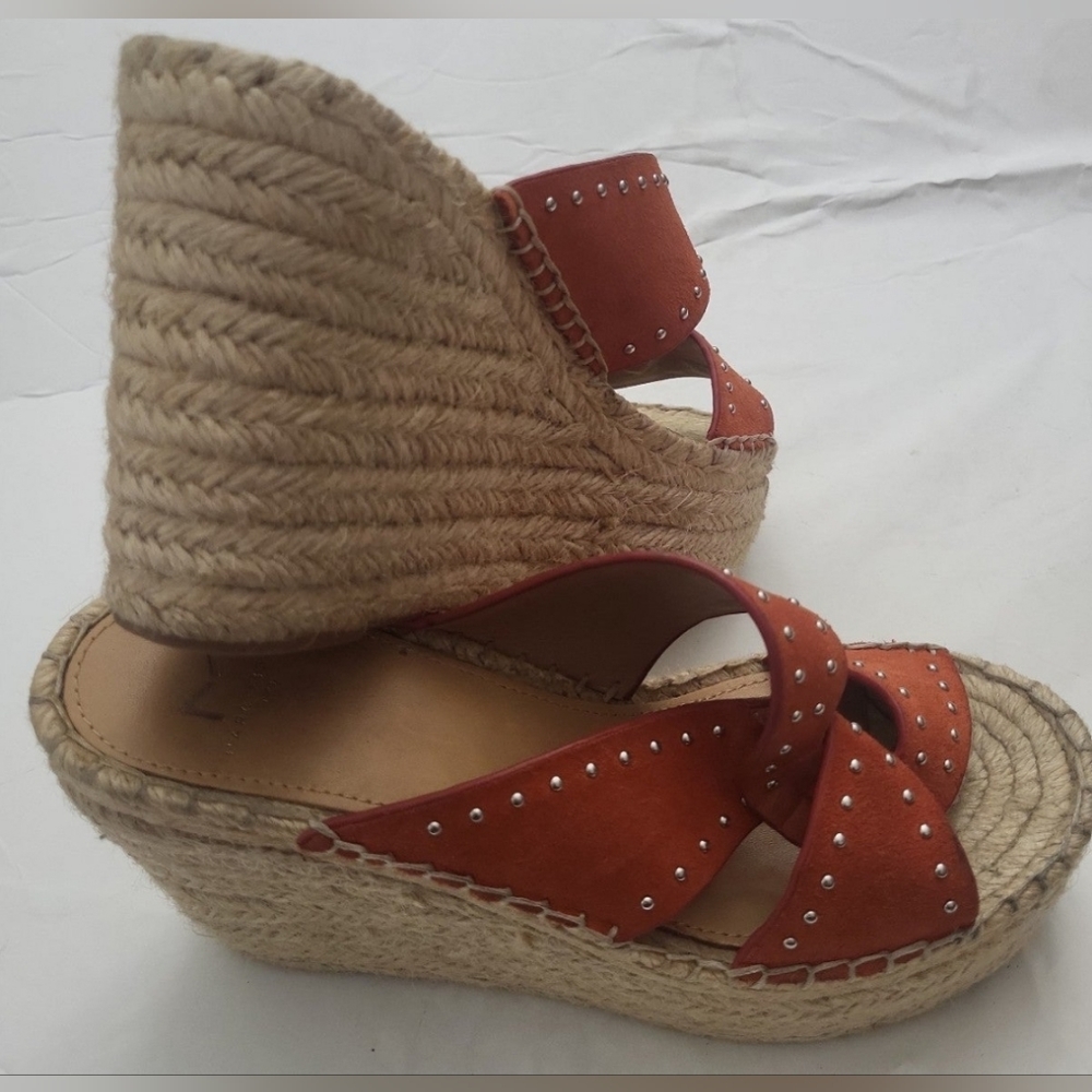 Marc Fisher women's sandals orange silver hardware espadrilles size 6 - Picture 2 of 8